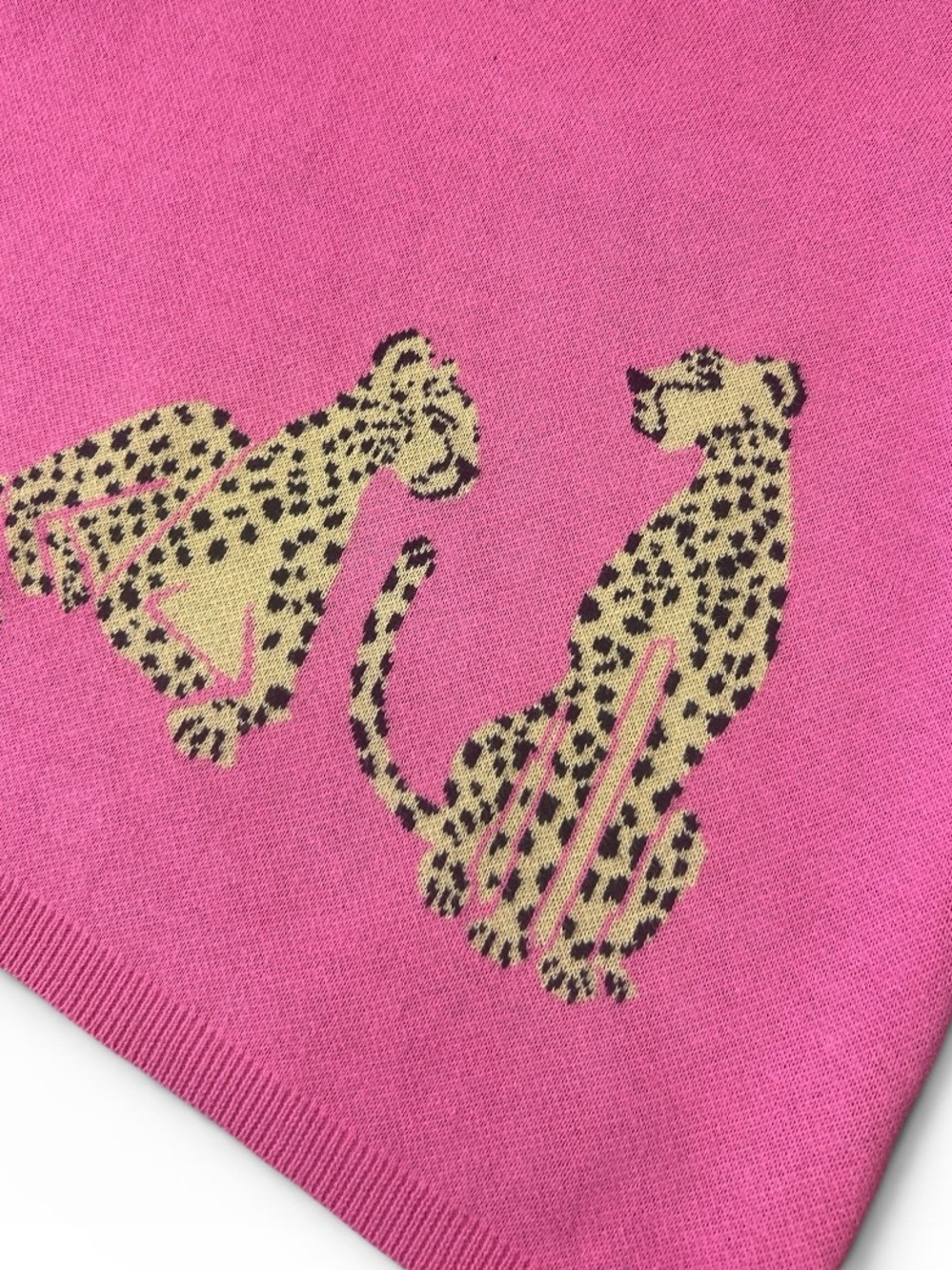 Entro Hot Pink Leopard Short Ruffle Sleeve Cotton Cropped Sweater Top Size Small - Picture 6 of 9